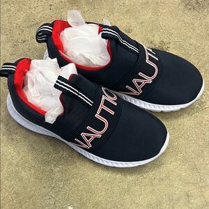 Nautica Kids Boys Navy and Red Sneakers Tennis Shoes 11 like new